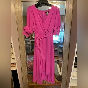 Pink midi formal short sleeve dress